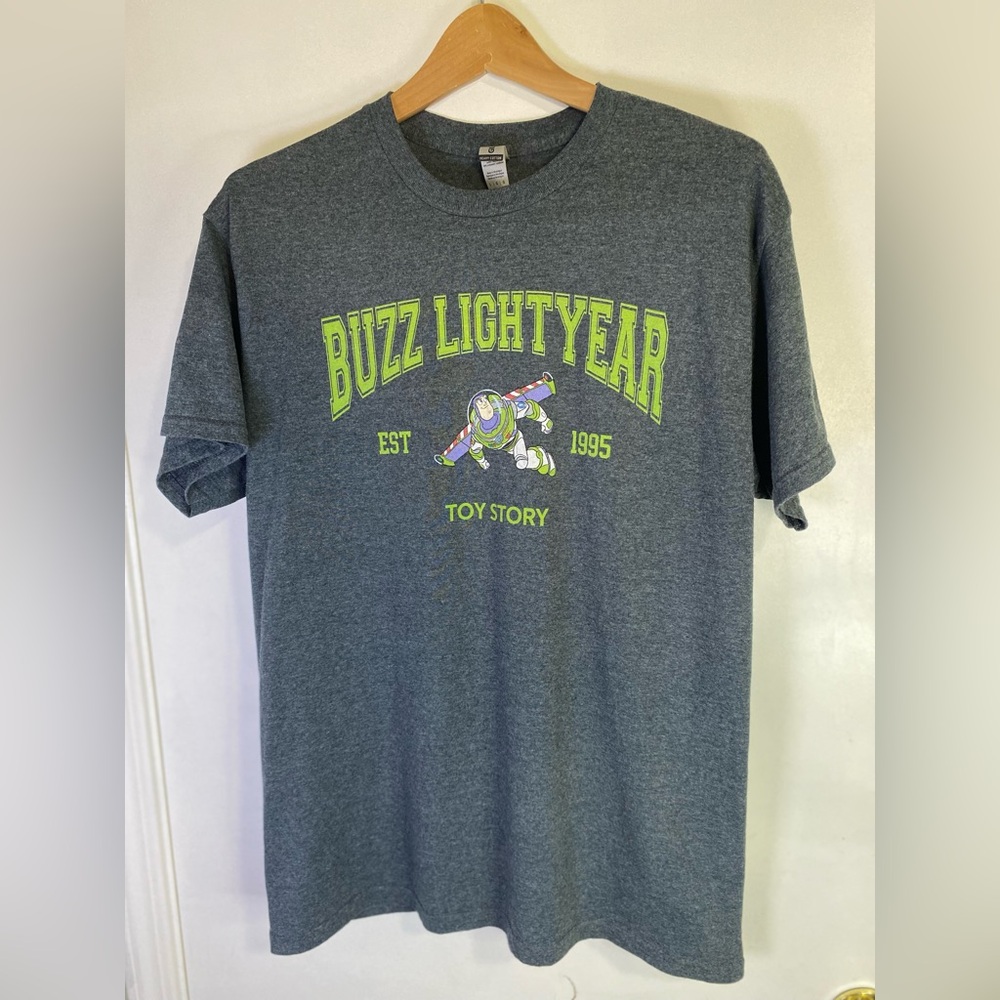 Gildan Men’s L Gray T-Shirt Toy Story Buzz Lightyear Graphic Tee Casual